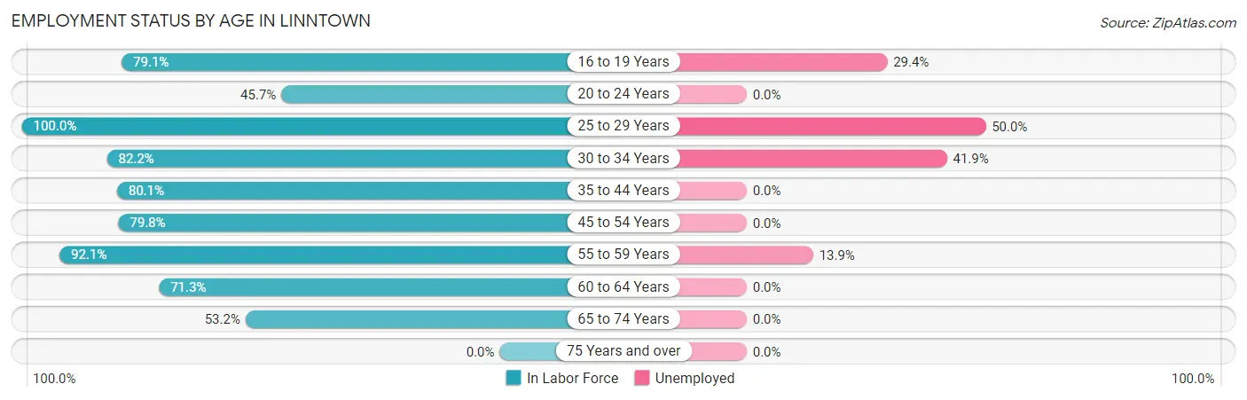Employment Status by Age in Linntown