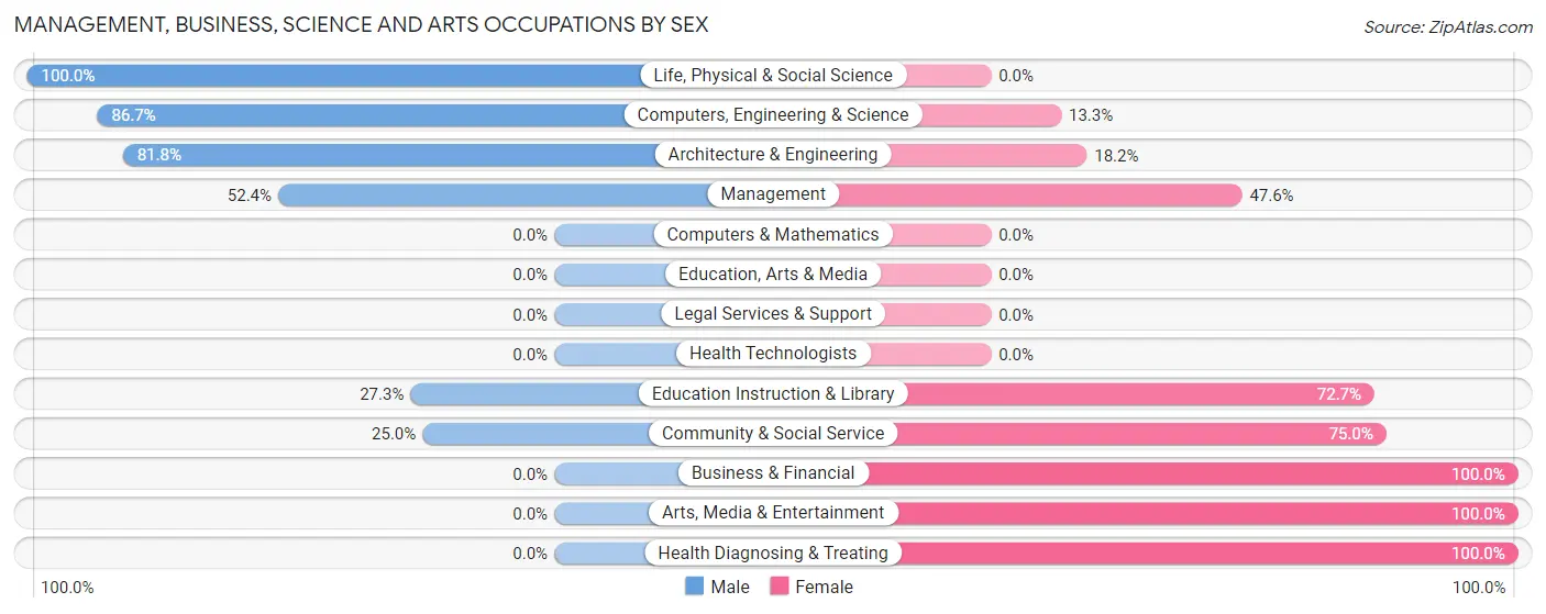 Management, Business, Science and Arts Occupations by Sex in Little Meadows borough