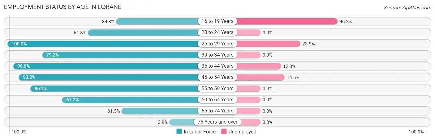 Employment Status by Age in Lorane