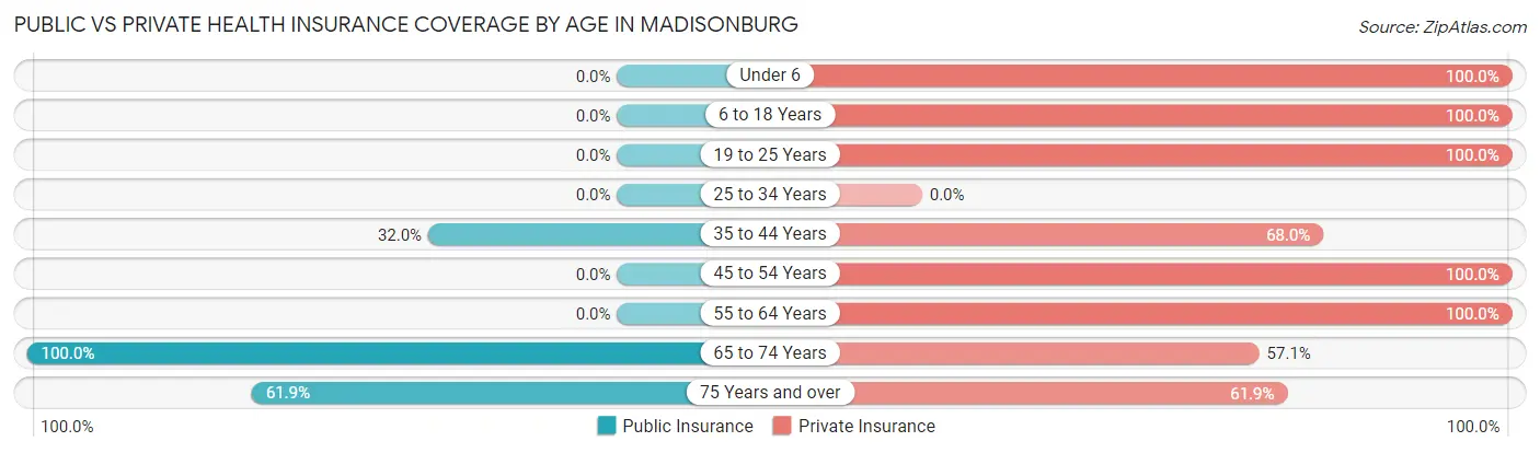 Public vs Private Health Insurance Coverage by Age in Madisonburg