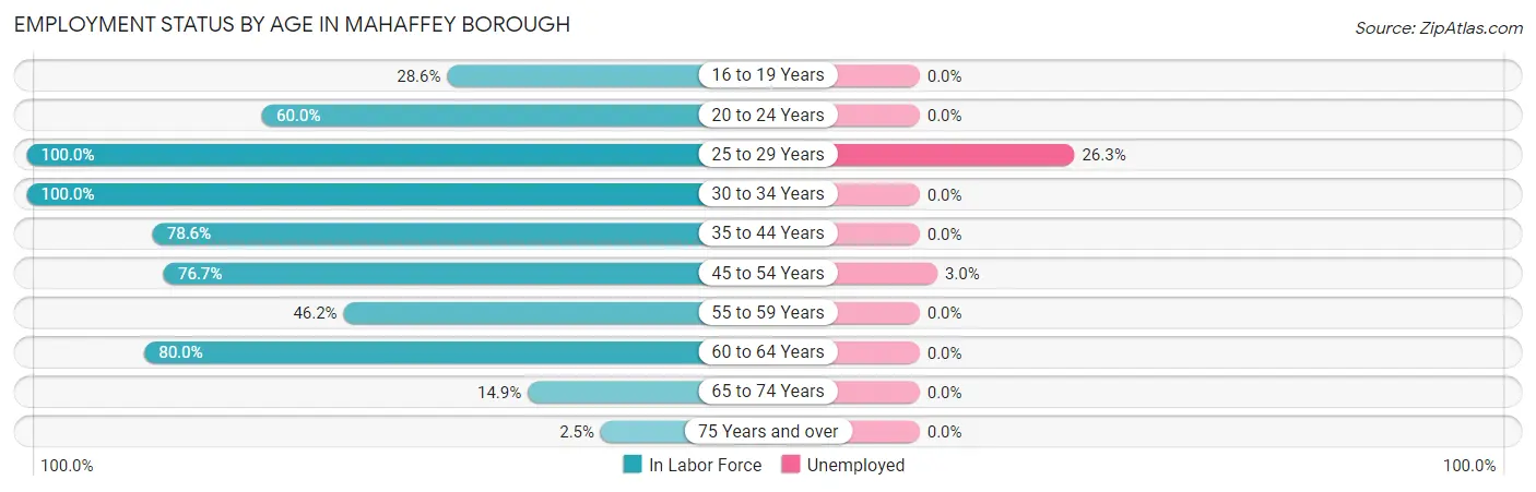 Employment Status by Age in Mahaffey borough