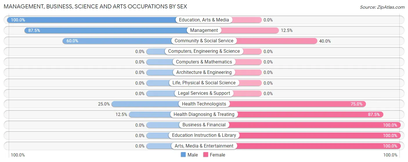 Management, Business, Science and Arts Occupations by Sex in Mahaffey borough