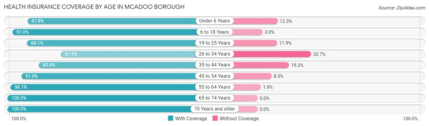 Health Insurance Coverage by Age in McAdoo borough