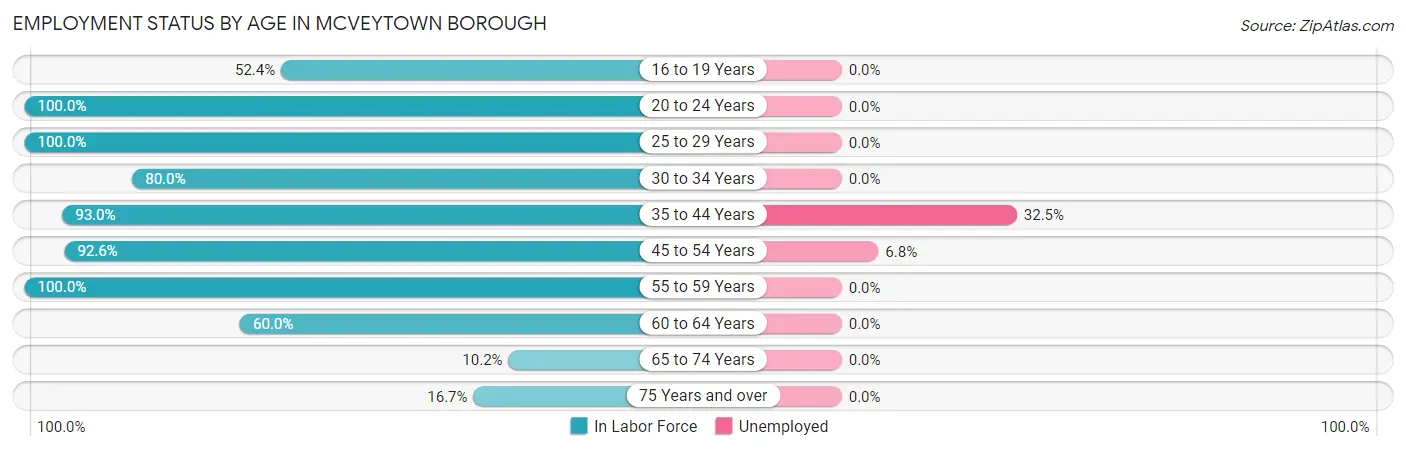 Employment Status by Age in McVeytown borough