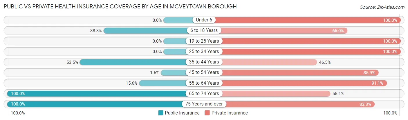 Public vs Private Health Insurance Coverage by Age in McVeytown borough