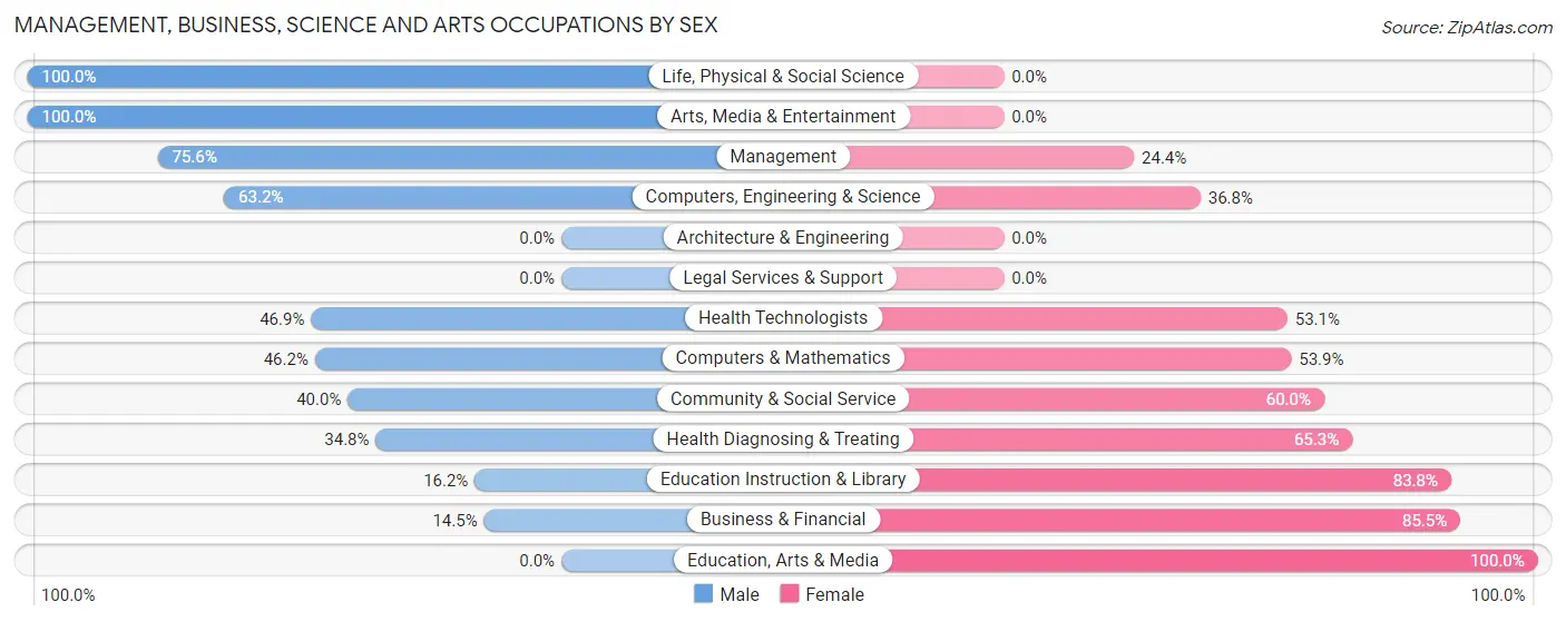 Management, Business, Science and Arts Occupations by Sex in Meyersdale borough