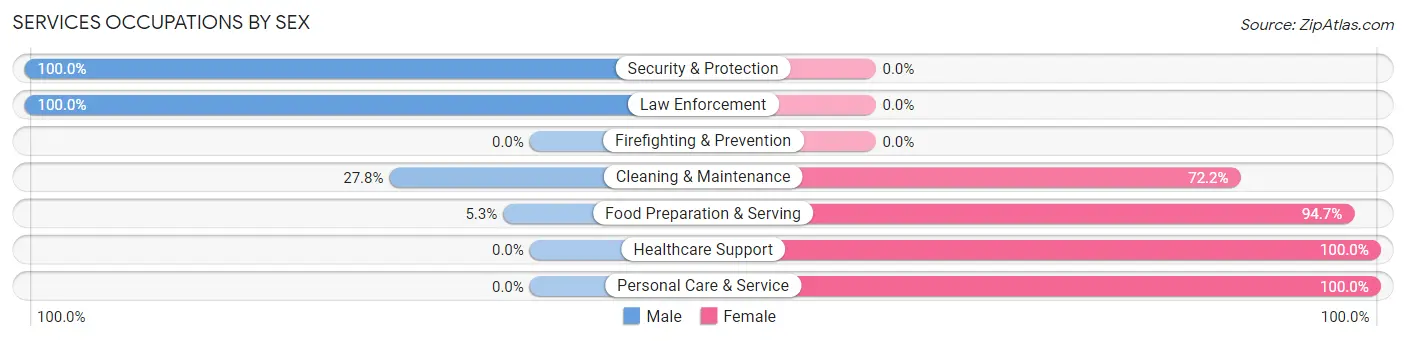 Services Occupations by Sex in Meyersdale borough