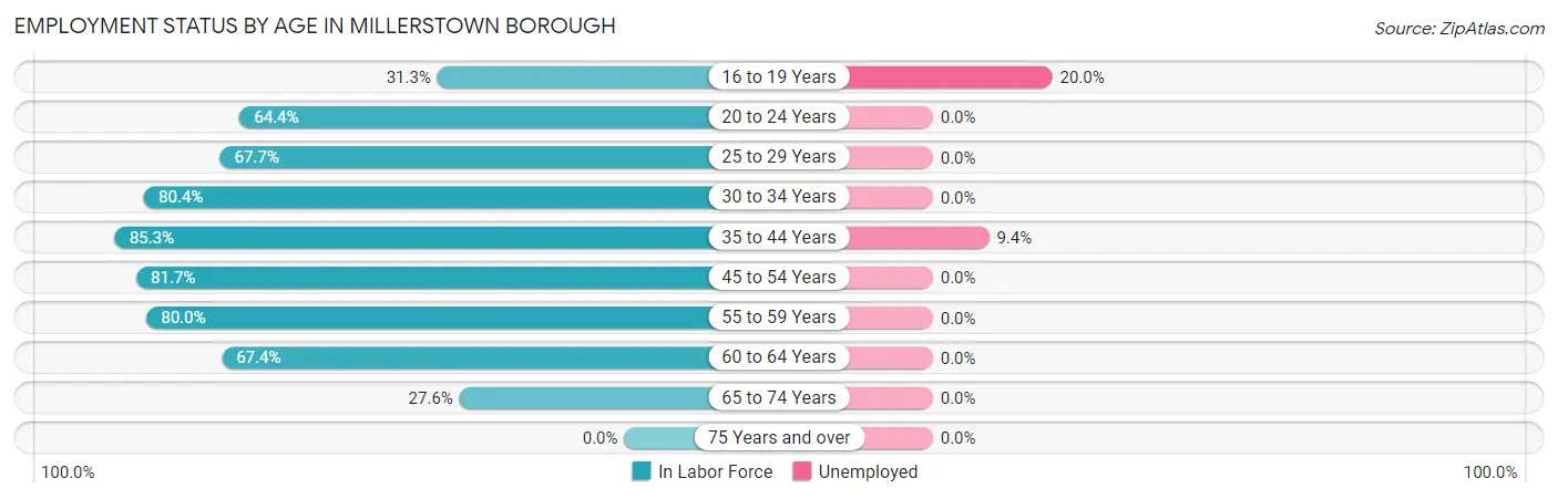 Employment Status by Age in Millerstown borough