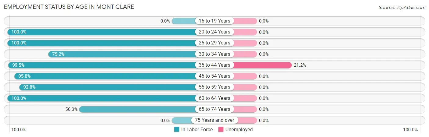 Employment Status by Age in Mont Clare