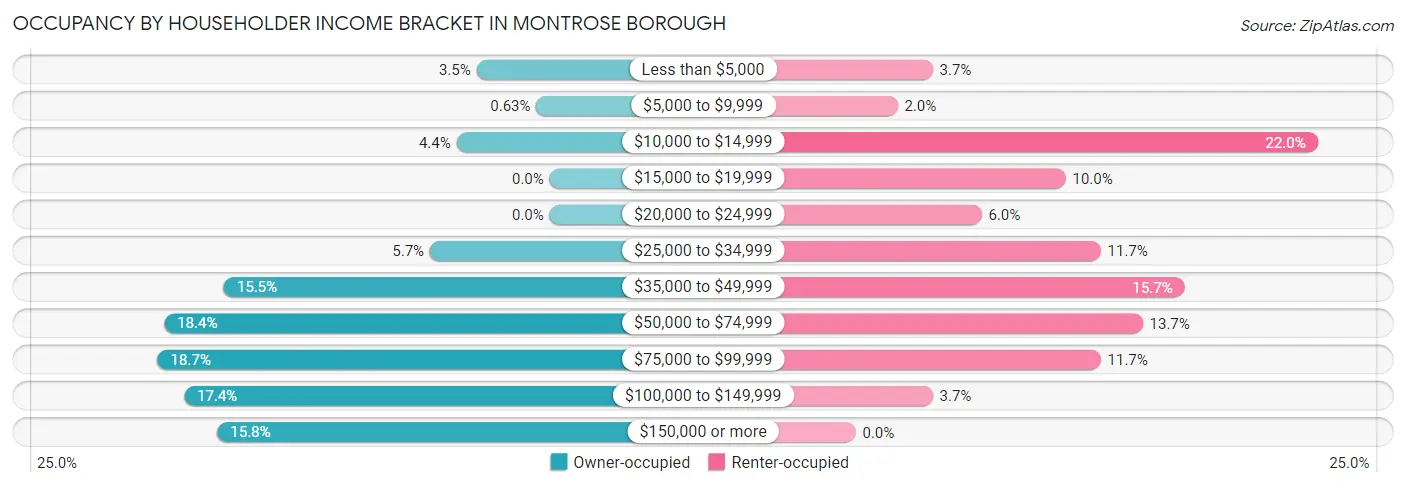 Occupancy by Householder Income Bracket in Montrose borough