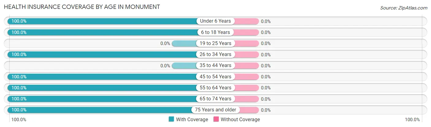 Health Insurance Coverage by Age in Monument