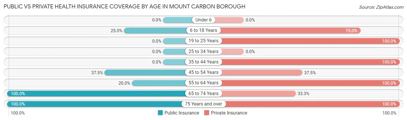 Public vs Private Health Insurance Coverage by Age in Mount Carbon borough