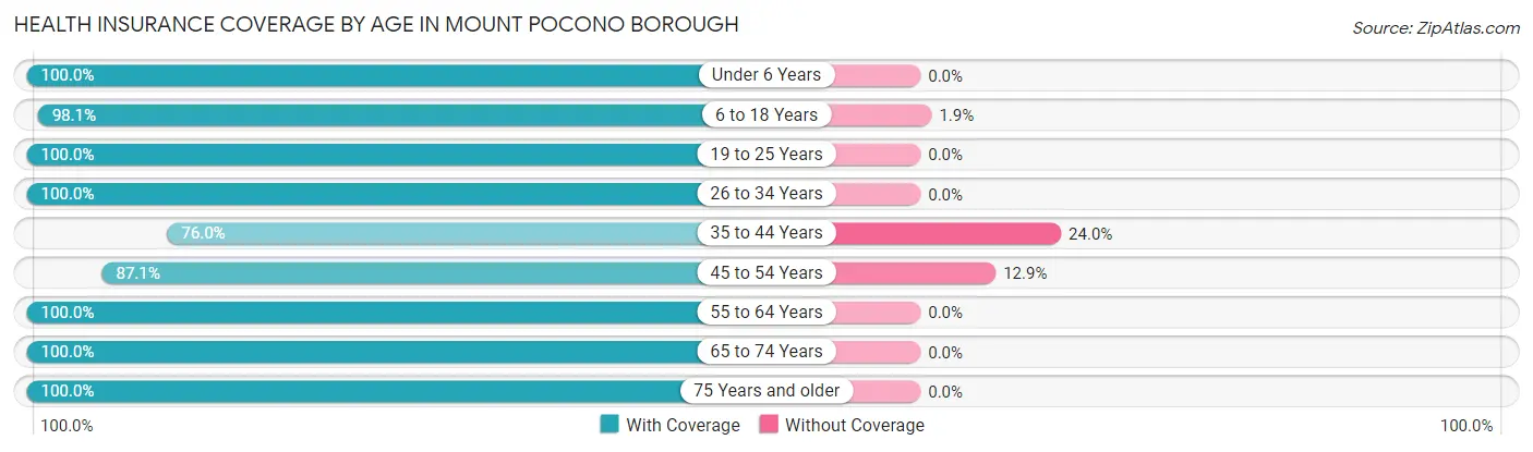 Health Insurance Coverage by Age in Mount Pocono borough