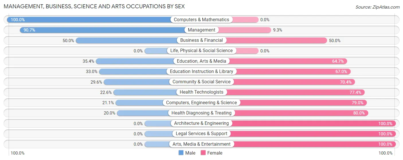 Management, Business, Science and Arts Occupations by Sex in Mountville borough