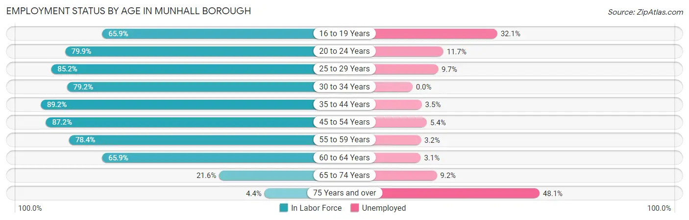 Employment Status by Age in Munhall borough
