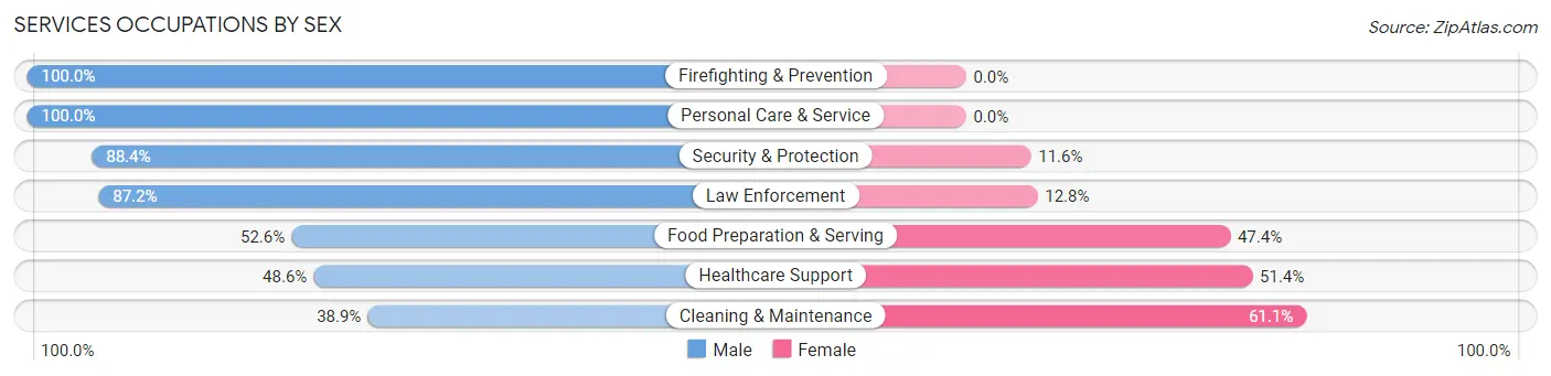 Services Occupations by Sex in Nanty Glo borough