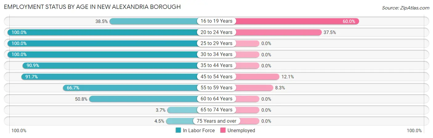 Employment Status by Age in New Alexandria borough