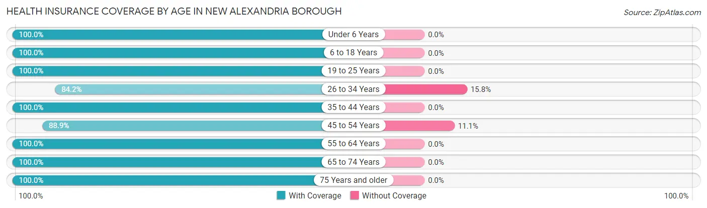 Health Insurance Coverage by Age in New Alexandria borough