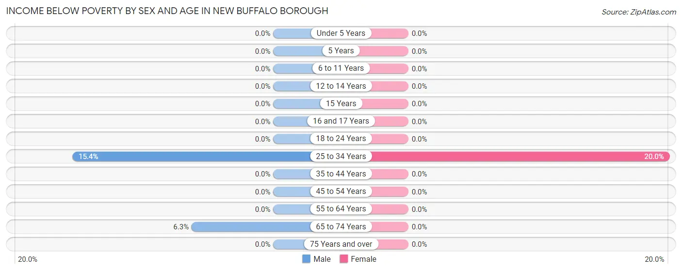 Income Below Poverty by Sex and Age in New Buffalo borough