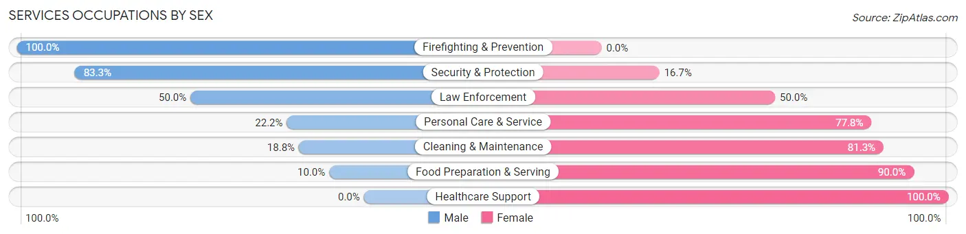 Services Occupations by Sex in New Philadelphia borough
