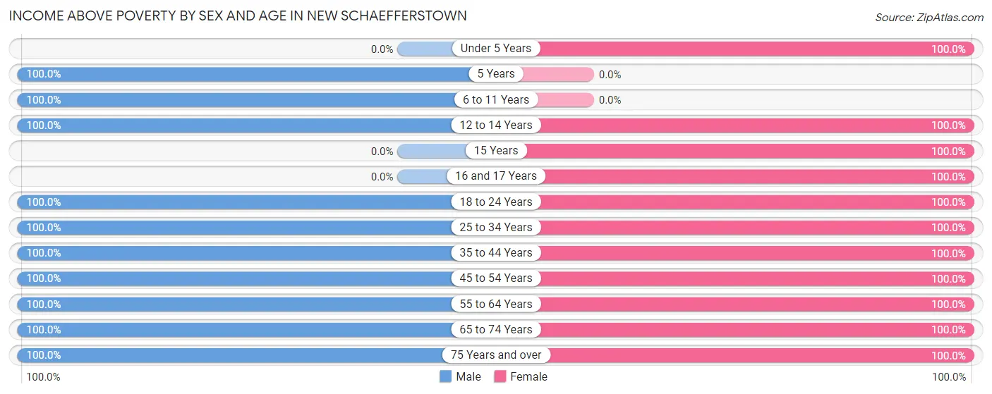 Income Above Poverty by Sex and Age in New Schaefferstown