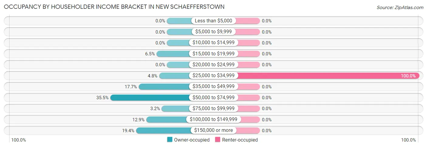 Occupancy by Householder Income Bracket in New Schaefferstown