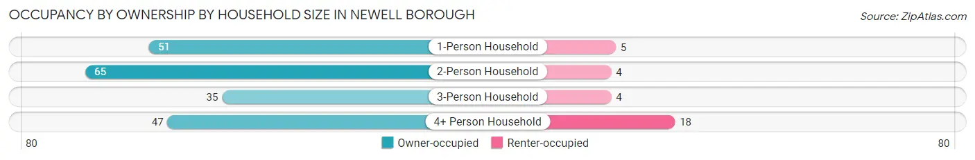 Occupancy by Ownership by Household Size in Newell borough