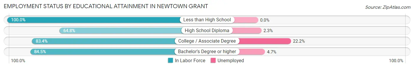 Employment Status by Educational Attainment in Newtown Grant