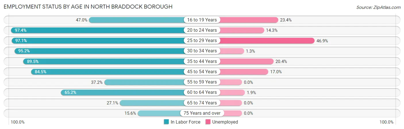 Employment Status by Age in North Braddock borough