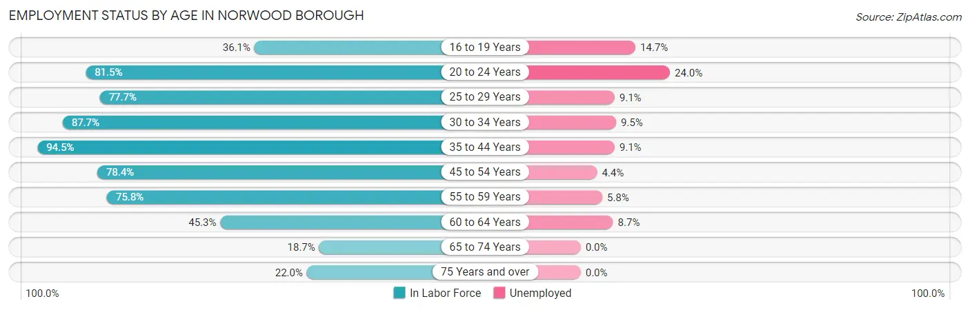 Employment Status by Age in Norwood borough