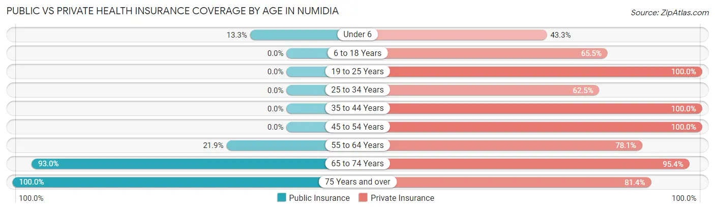 Public vs Private Health Insurance Coverage by Age in Numidia