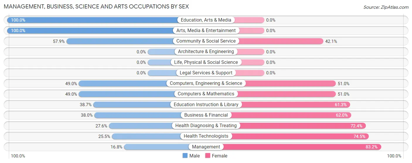 Management, Business, Science and Arts Occupations by Sex in Palmerton borough