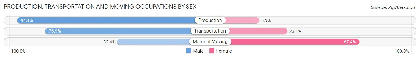 Production, Transportation and Moving Occupations by Sex in Parryville borough