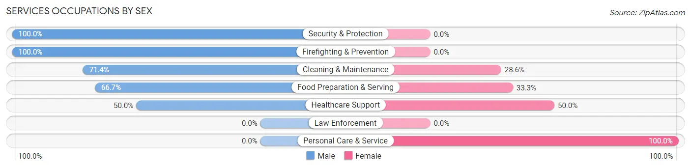 Services Occupations by Sex in Pennsbury Village borough