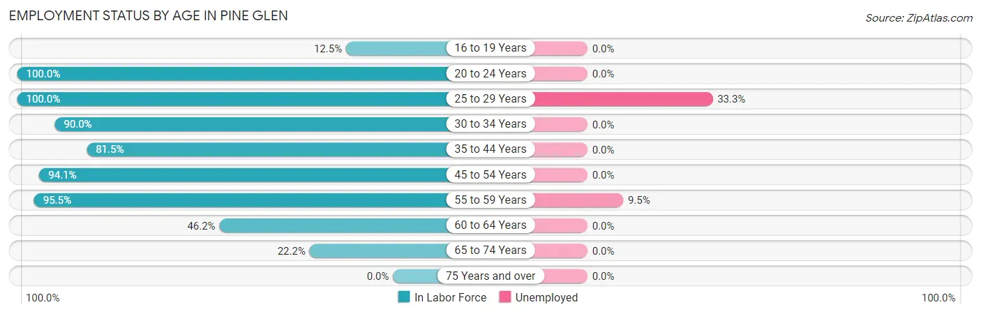 Employment Status by Age in Pine Glen