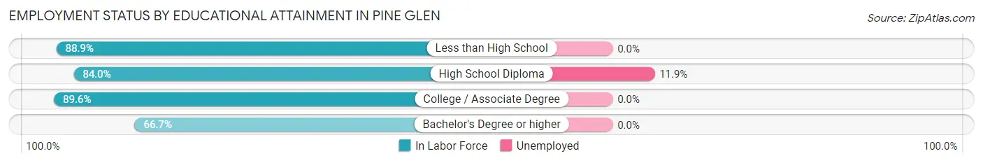 Employment Status by Educational Attainment in Pine Glen