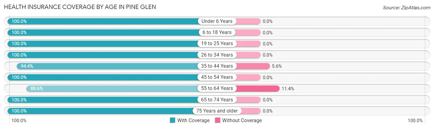Health Insurance Coverage by Age in Pine Glen