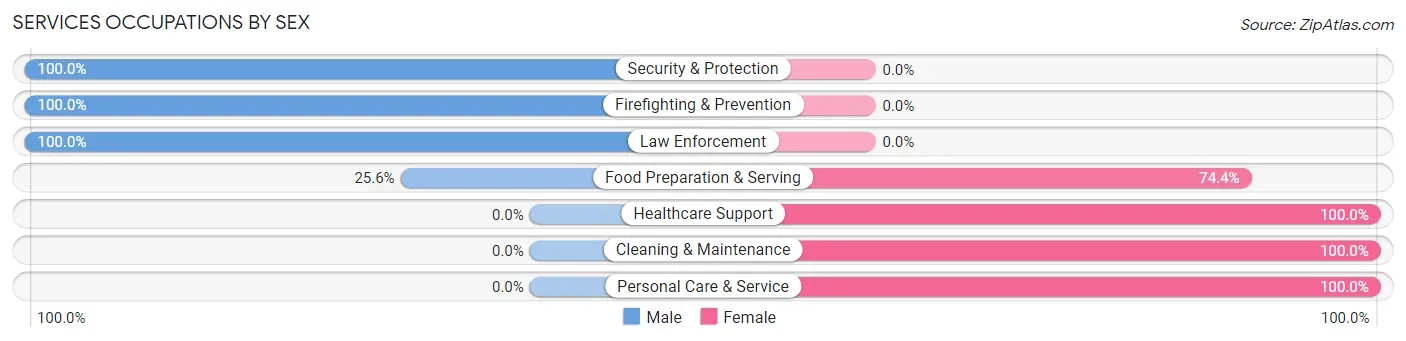 Services Occupations by Sex in Pleasant Gap