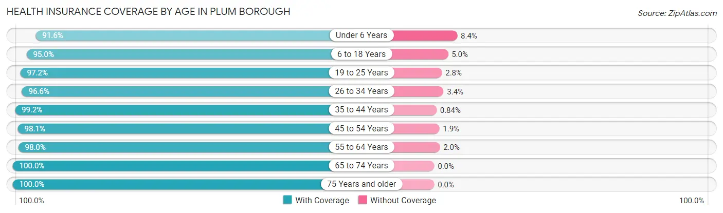Health Insurance Coverage by Age in Plum borough