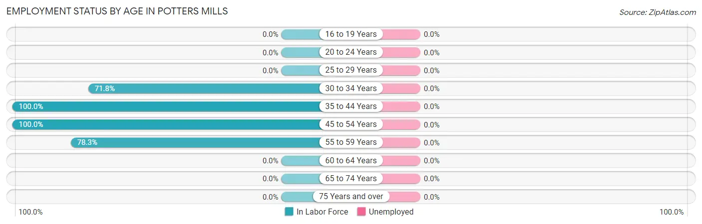 Employment Status by Age in Potters Mills