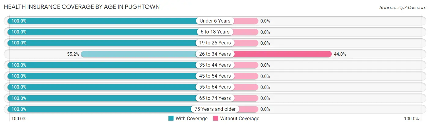Health Insurance Coverage by Age in Pughtown