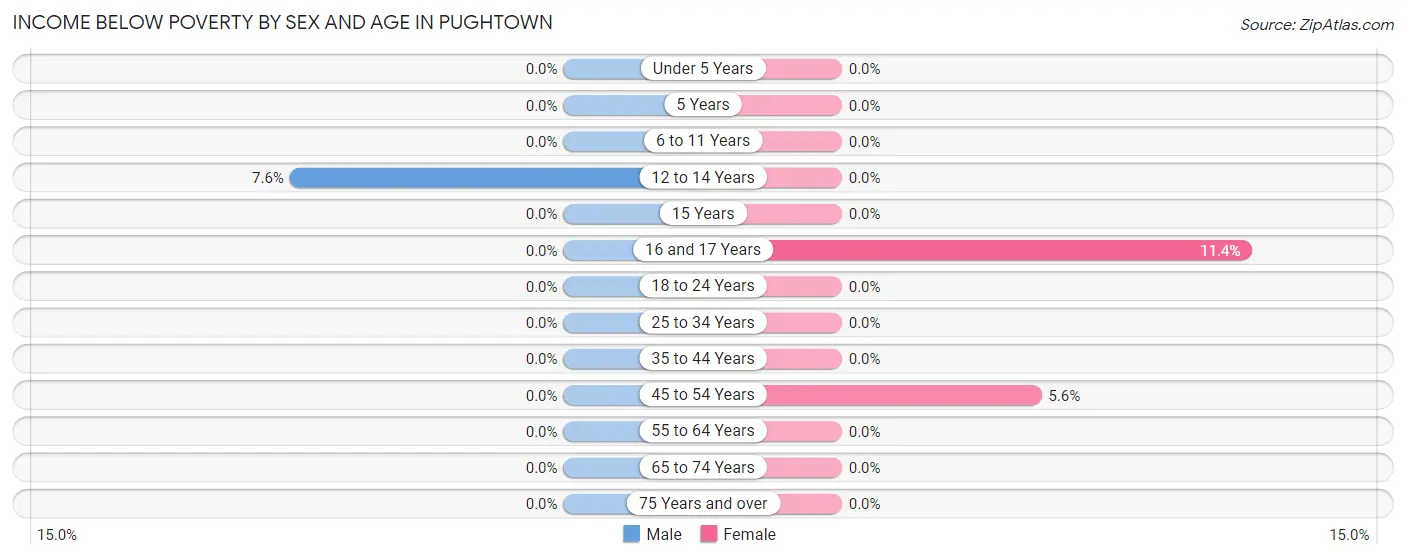 Income Below Poverty by Sex and Age in Pughtown