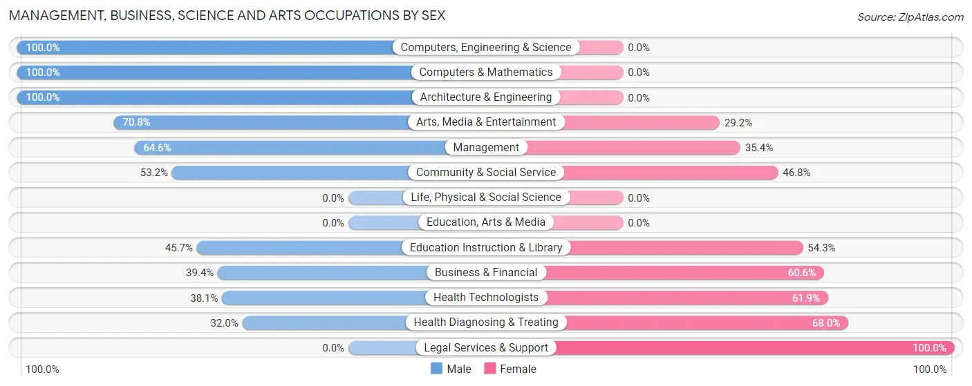 Management, Business, Science and Arts Occupations by Sex in Pughtown