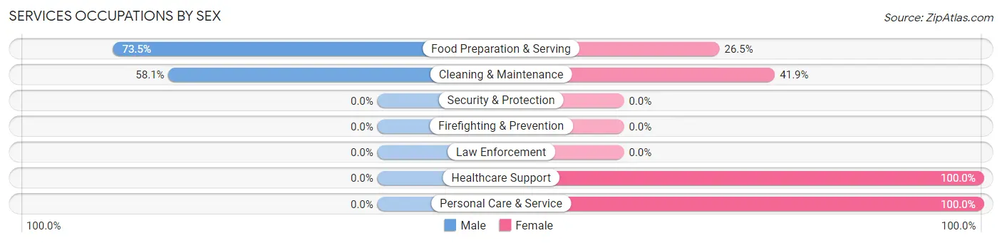 Services Occupations by Sex in Rankin borough