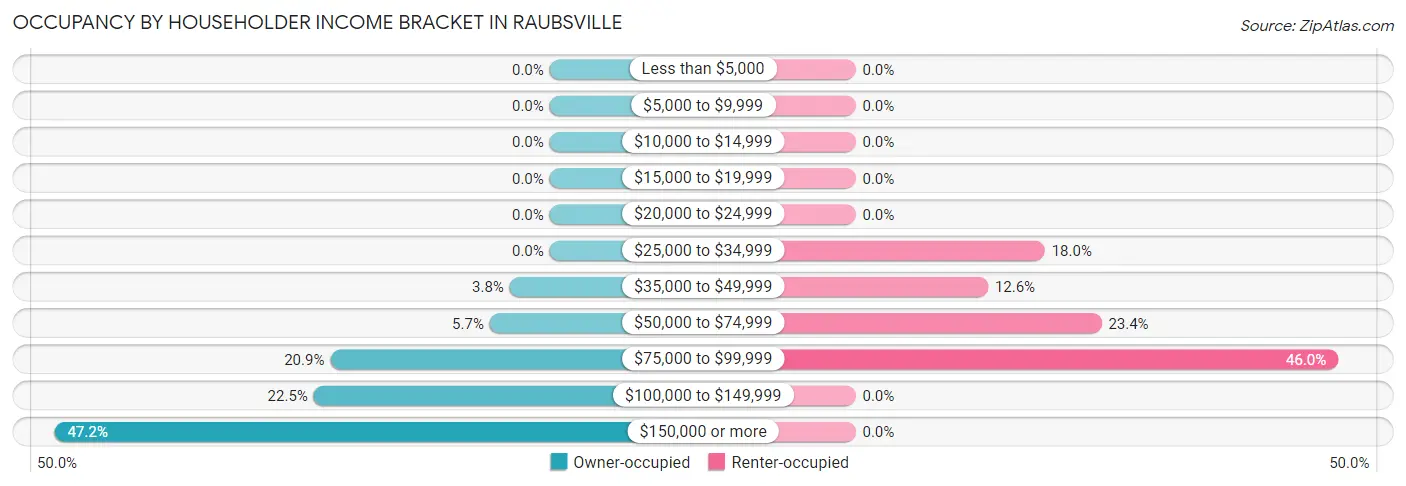 Occupancy by Householder Income Bracket in Raubsville