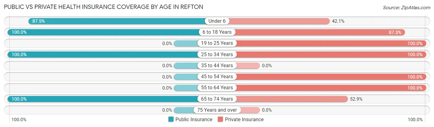 Public vs Private Health Insurance Coverage by Age in Refton