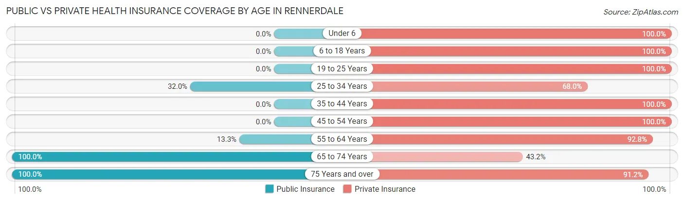 Public vs Private Health Insurance Coverage by Age in Rennerdale