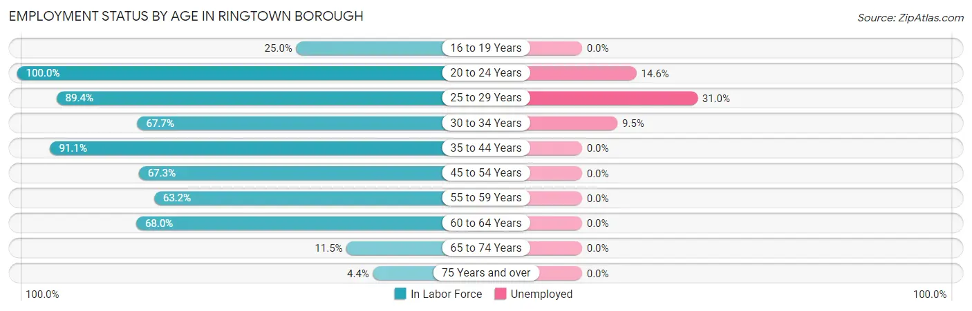 Employment Status by Age in Ringtown borough