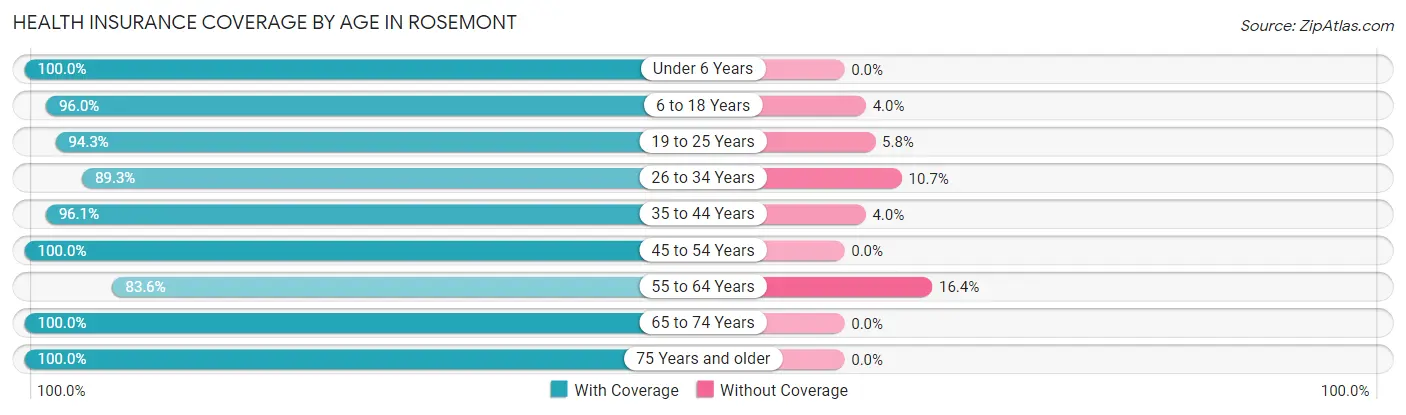 Health Insurance Coverage by Age in Rosemont