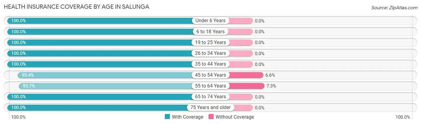 Health Insurance Coverage by Age in Salunga
